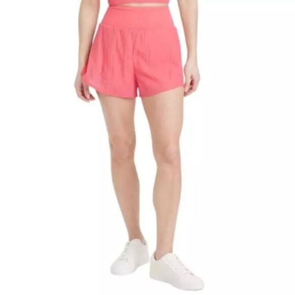 NWT- All in Motion- Shorts High Rise 2 in 1 Layered Run- Berry Pink- Size Medium - Picture 1 of 11